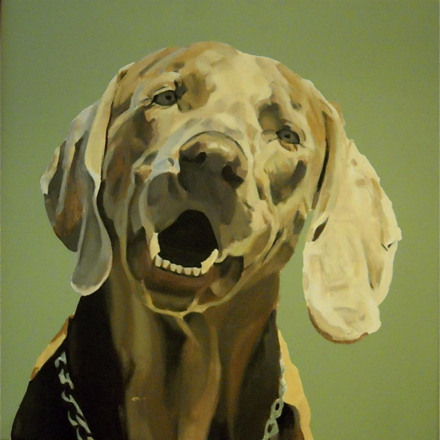Oil painting of Weimaraner