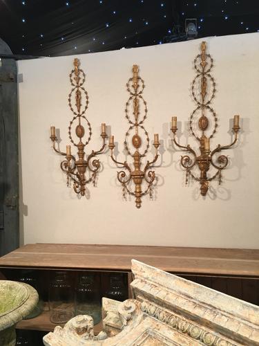 1940s English set of three sconces