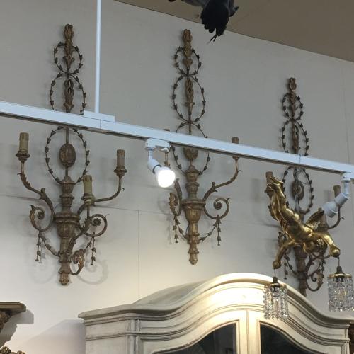 1940s English set of three sconces