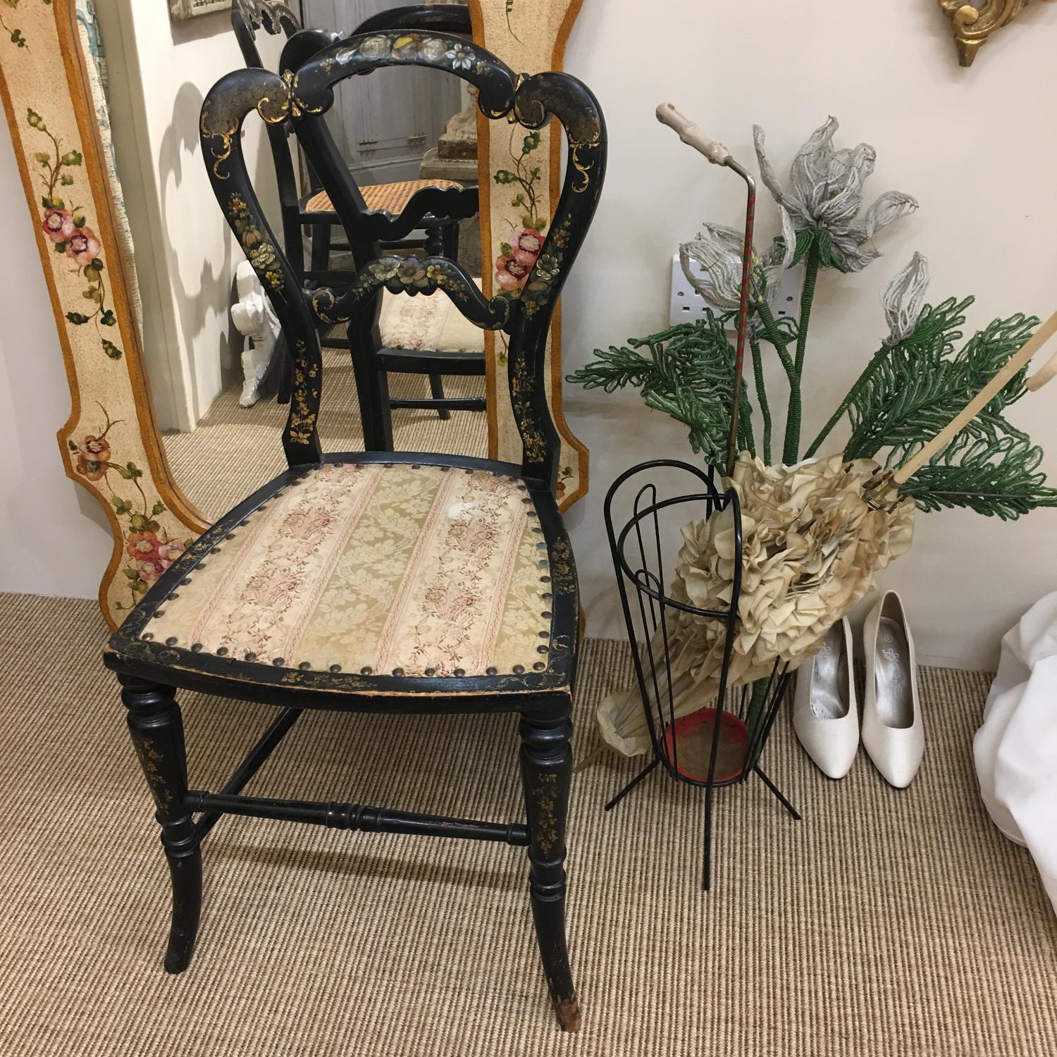 Antique lacquered chair with painted decoration