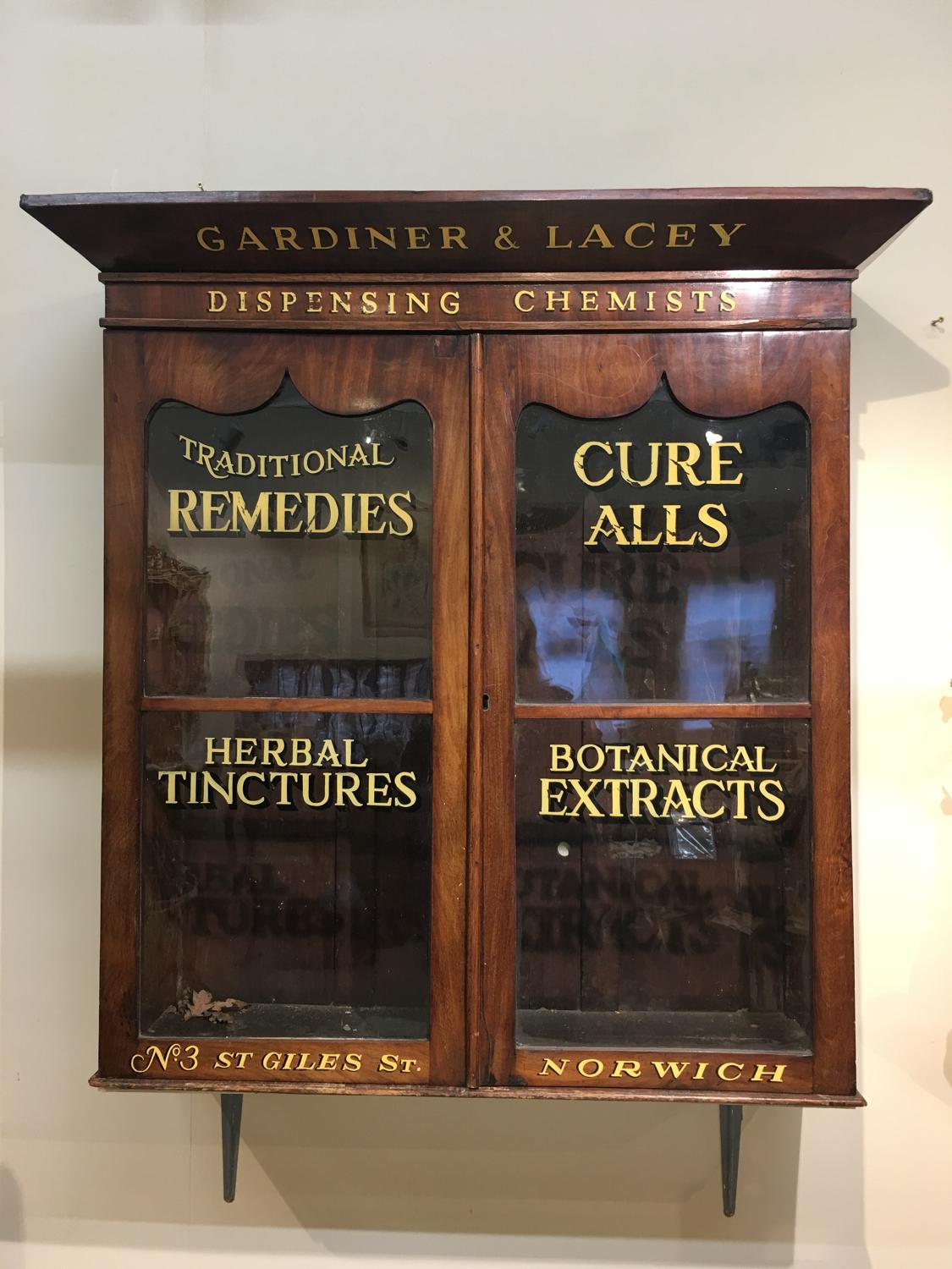 Period mahogany pharmacy cabinet