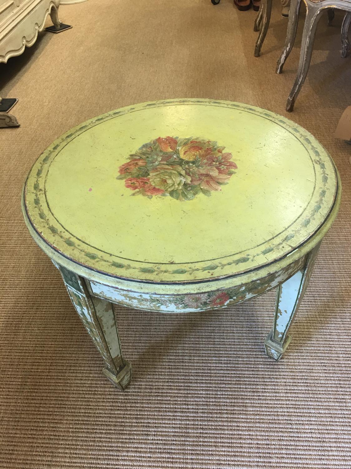 Antique round French painted table