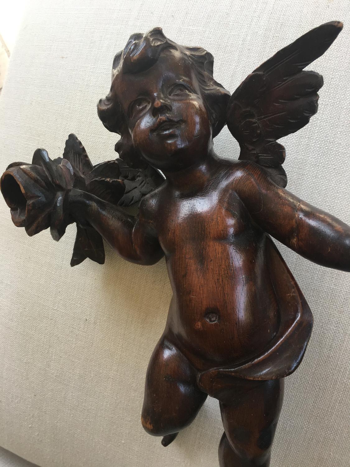 French 18th Century wooden cherub