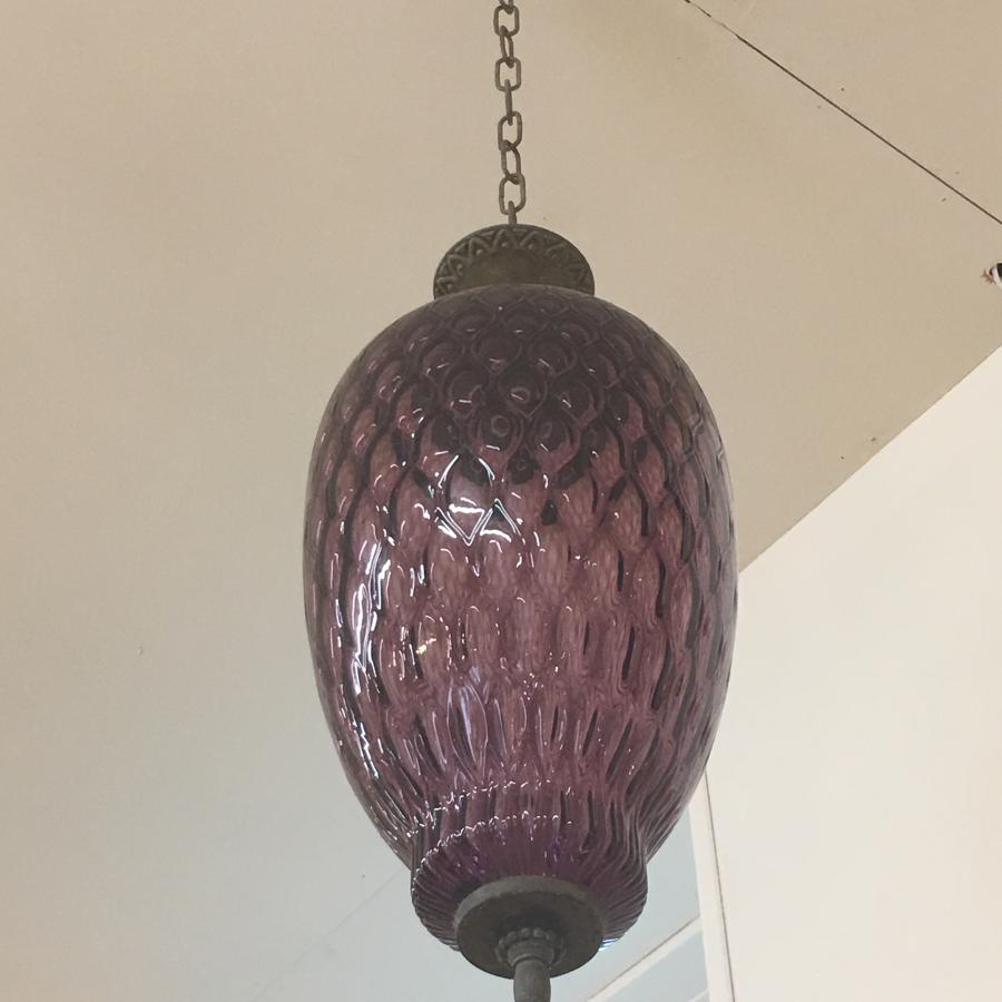 French purple glass ceiling light