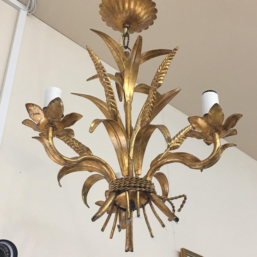 French tole chandelier wheat sheaves
