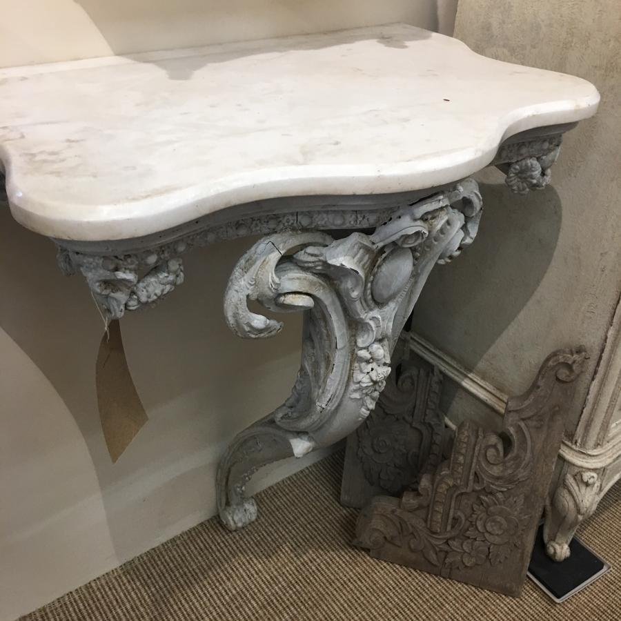 French marble top console table