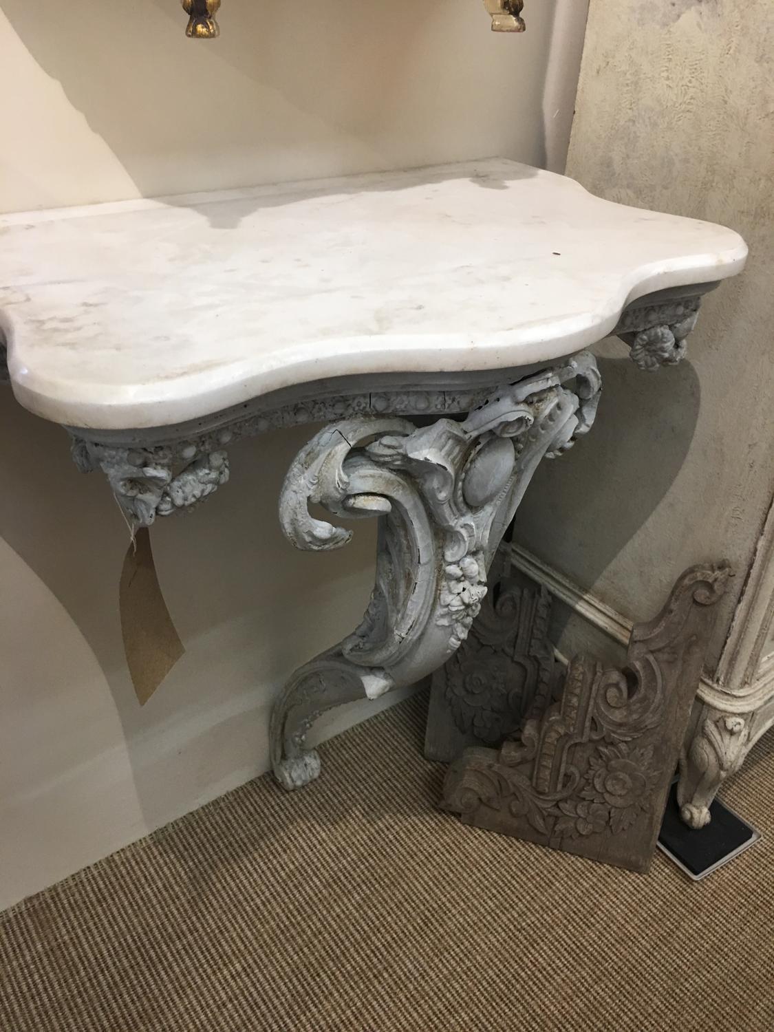 French marble top console table