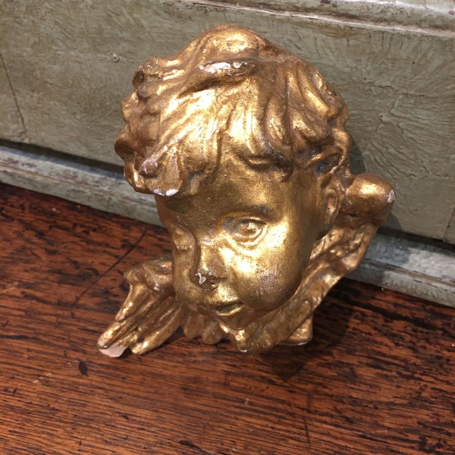 Vintage Italian wooden gilded cherub