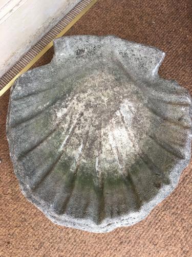 Vintage shell shaped bird bath