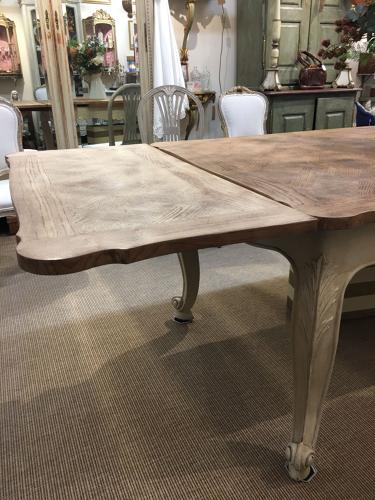 French oak topped extendable table with painted base