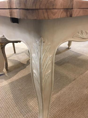 French oak topped extendable table with painted base