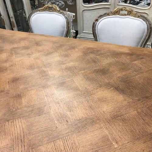 French oak topped extendable table with painted base