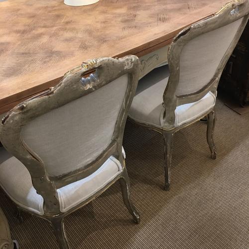 French oak topped extendable table with painted base