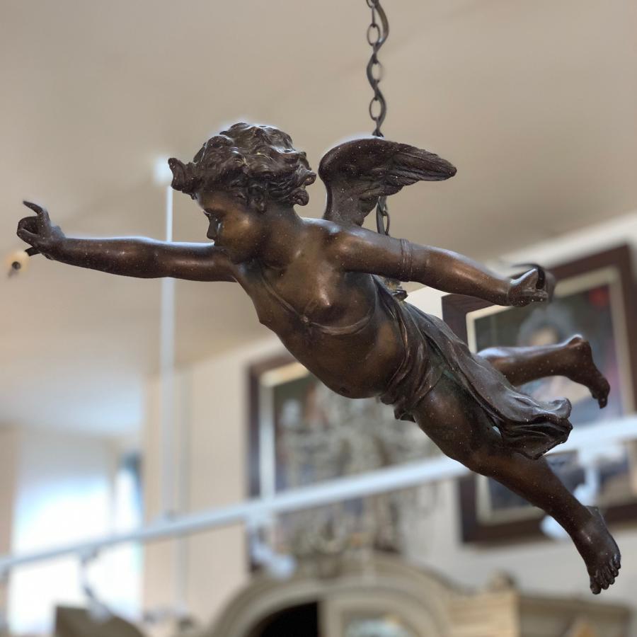 19th century spelter cherub hanging light