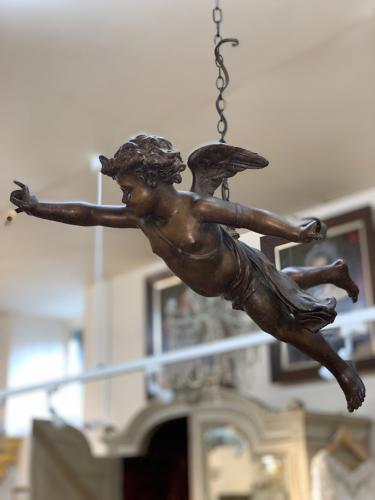 19th century spelter cherub hanging light