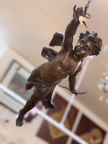 19th century spelter cherub hanging light