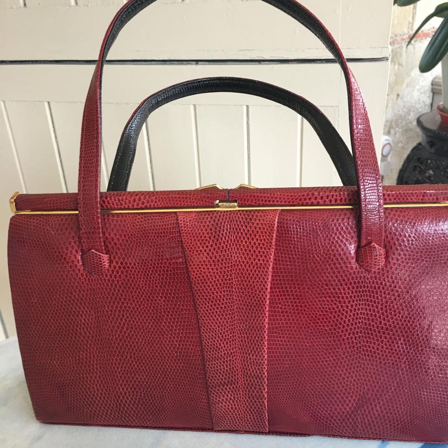Red Lizard skin Fassbender handbag