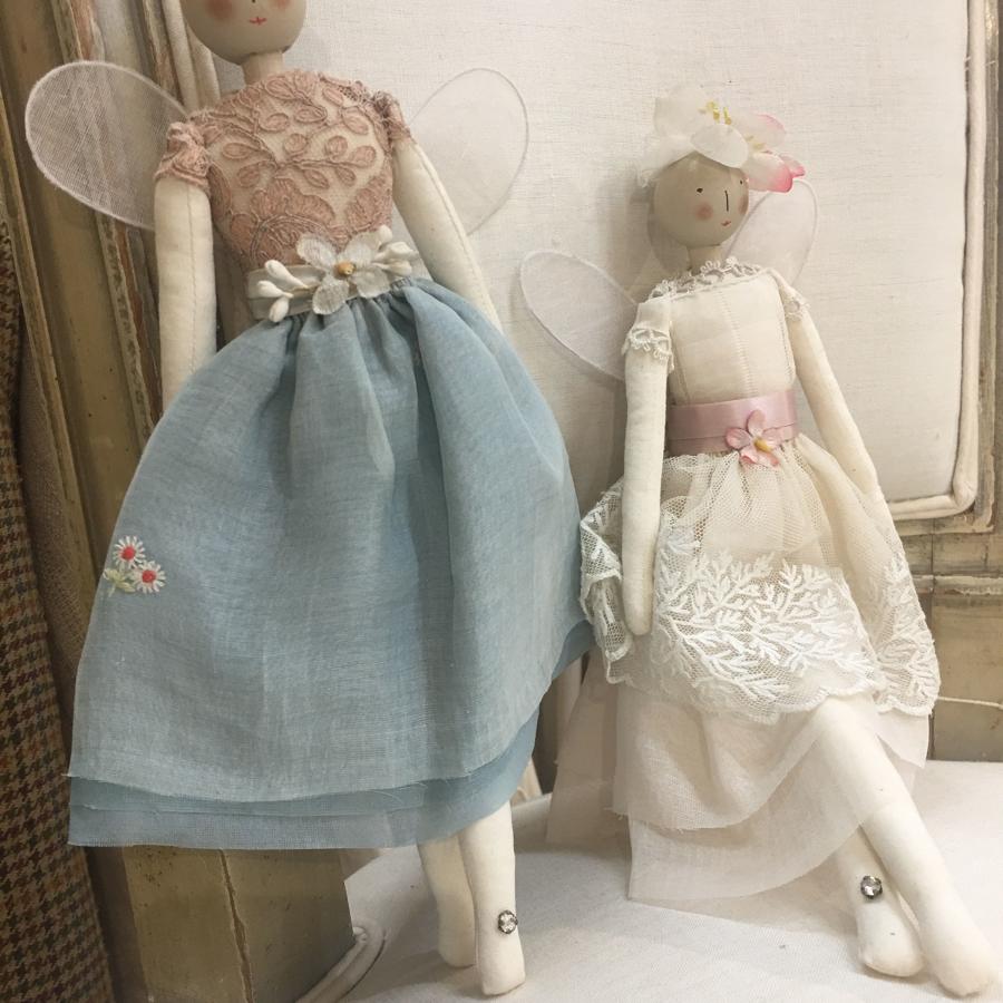 Hand crafted fairy dolls using vintage fabrics and trims