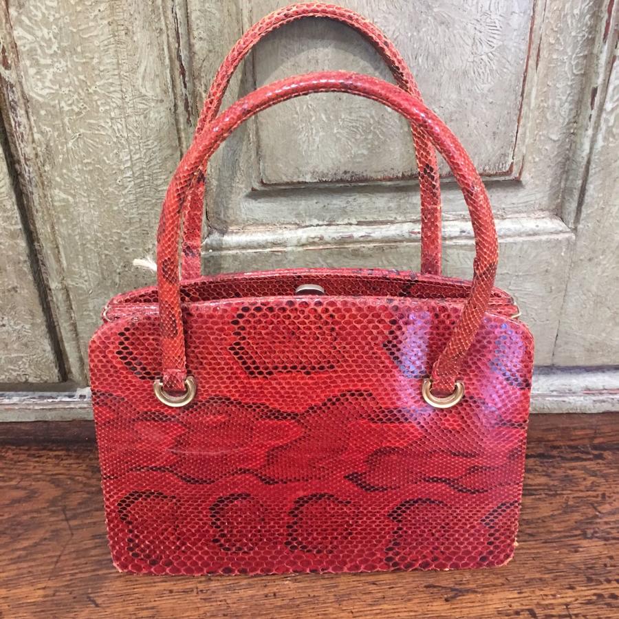 Red lizard handbag