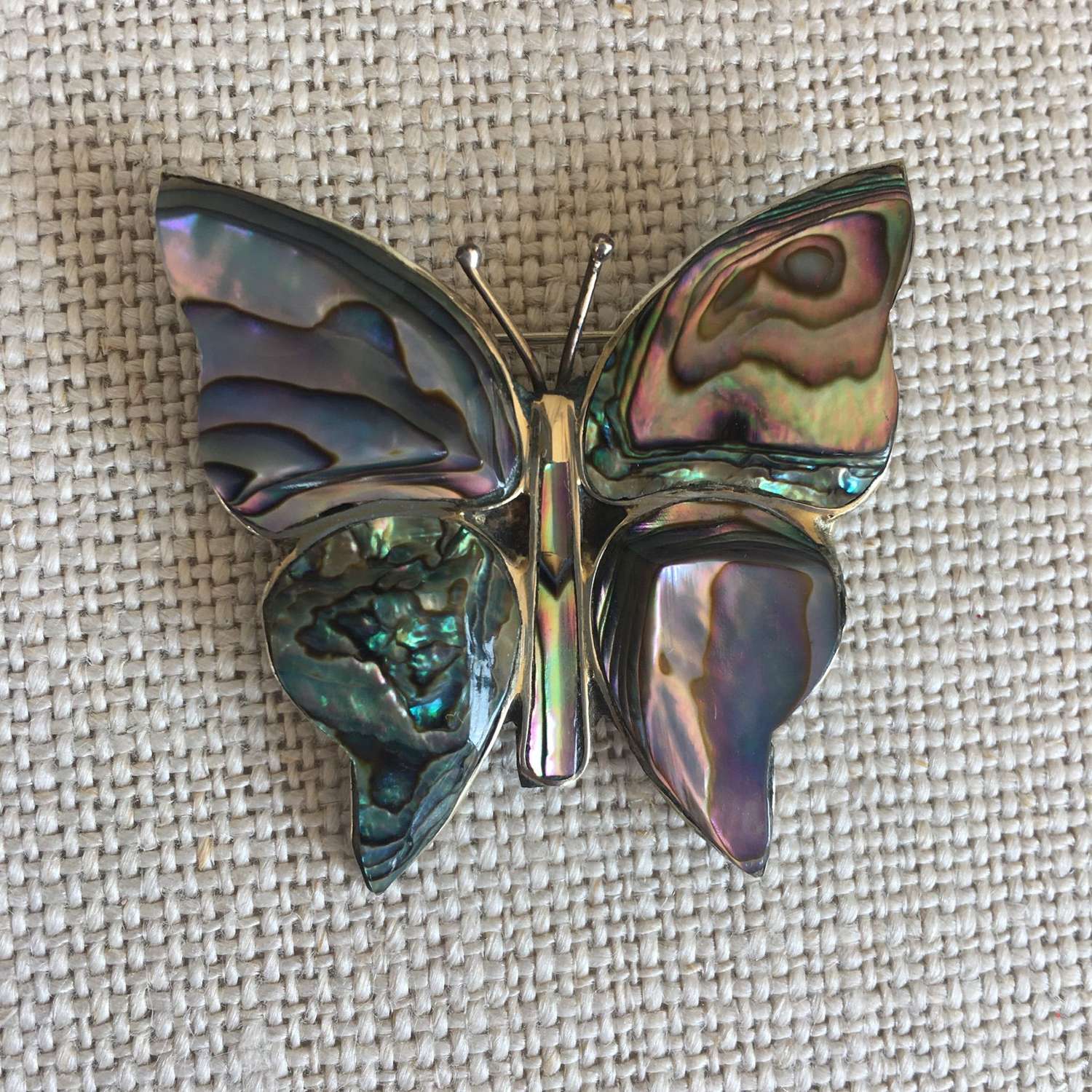 1970s silver and abalone shell butterfly brooch