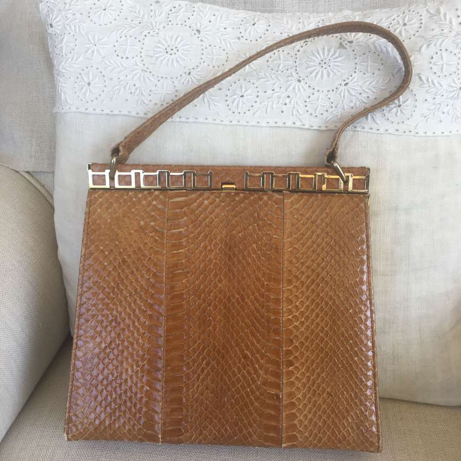 Vintage Hamilton tan snakeskin bag