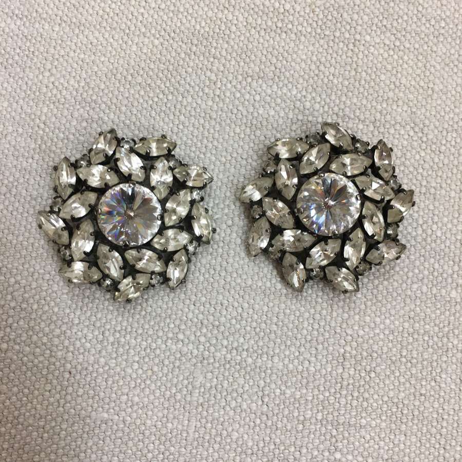 Vintage Butler & Wilson paste clip earrings