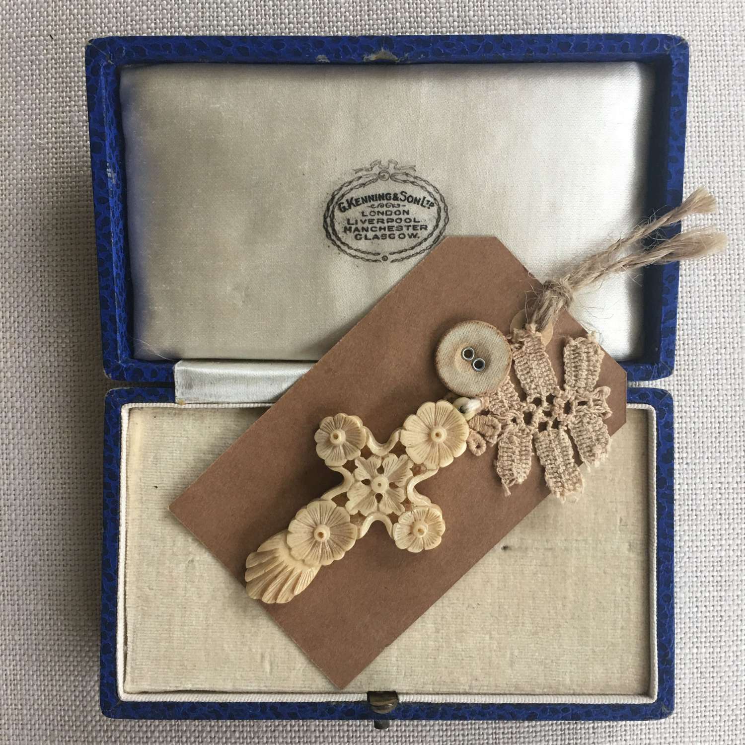 Vintage carved celluloid cross pendant