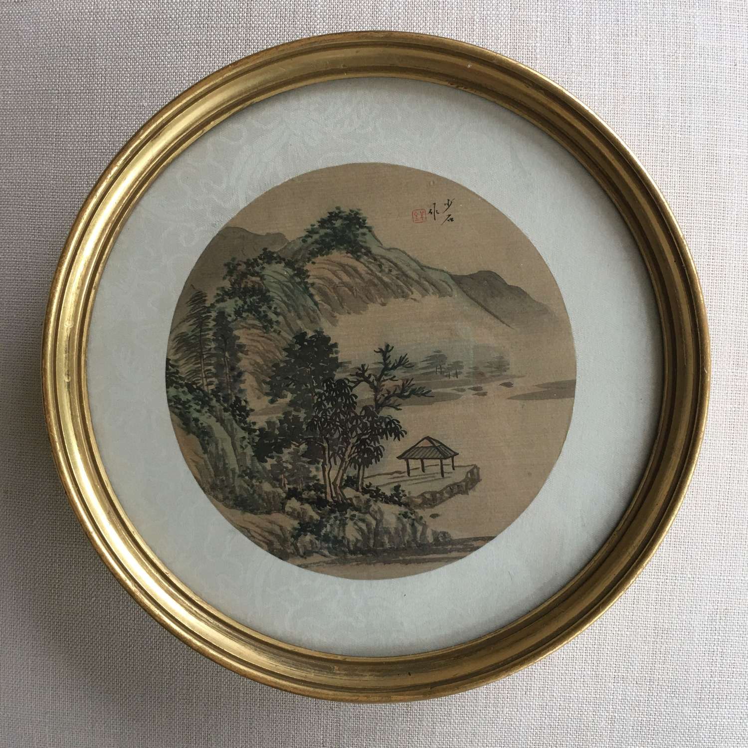 A pair of 19th century paintings on silk in gilt wood frames