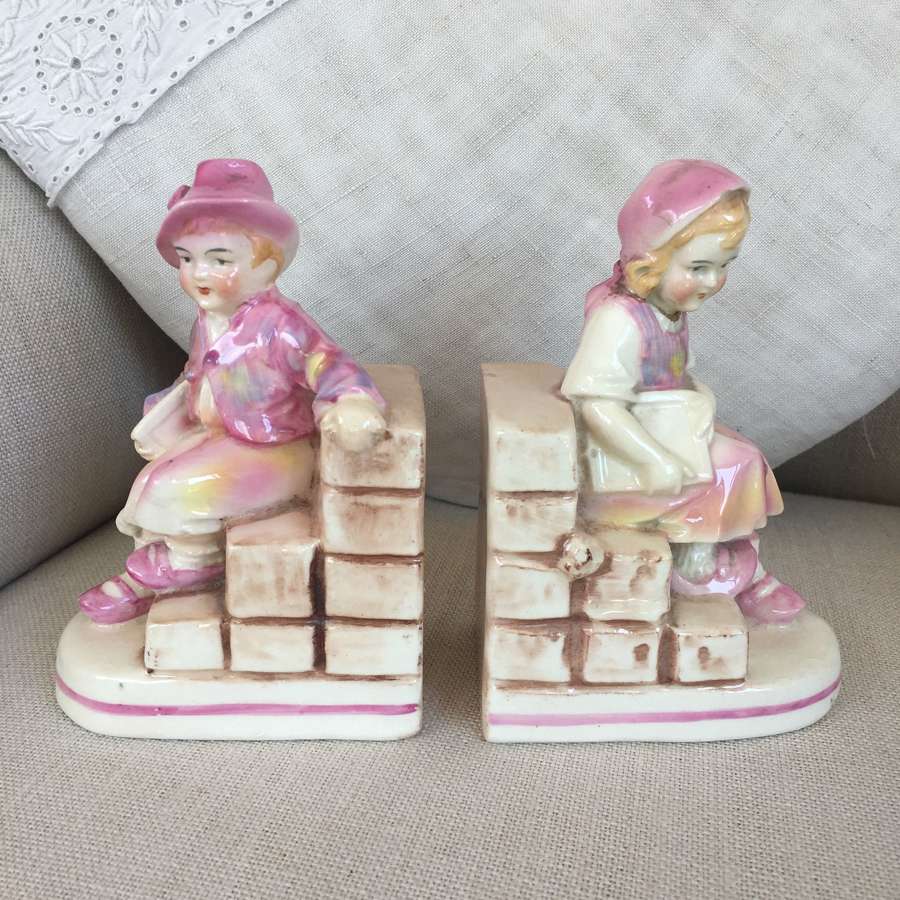 1930s bookends pink girl and boy