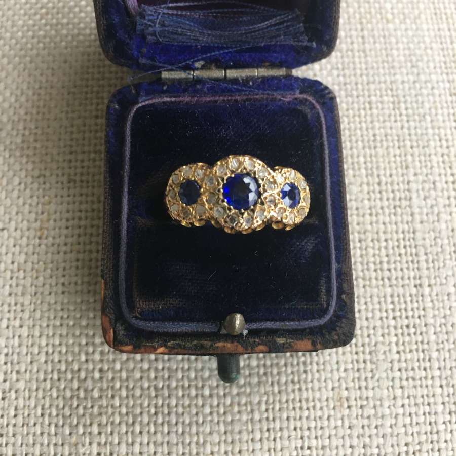 Antique 18ct gold sapphire & diamond ring c 1890