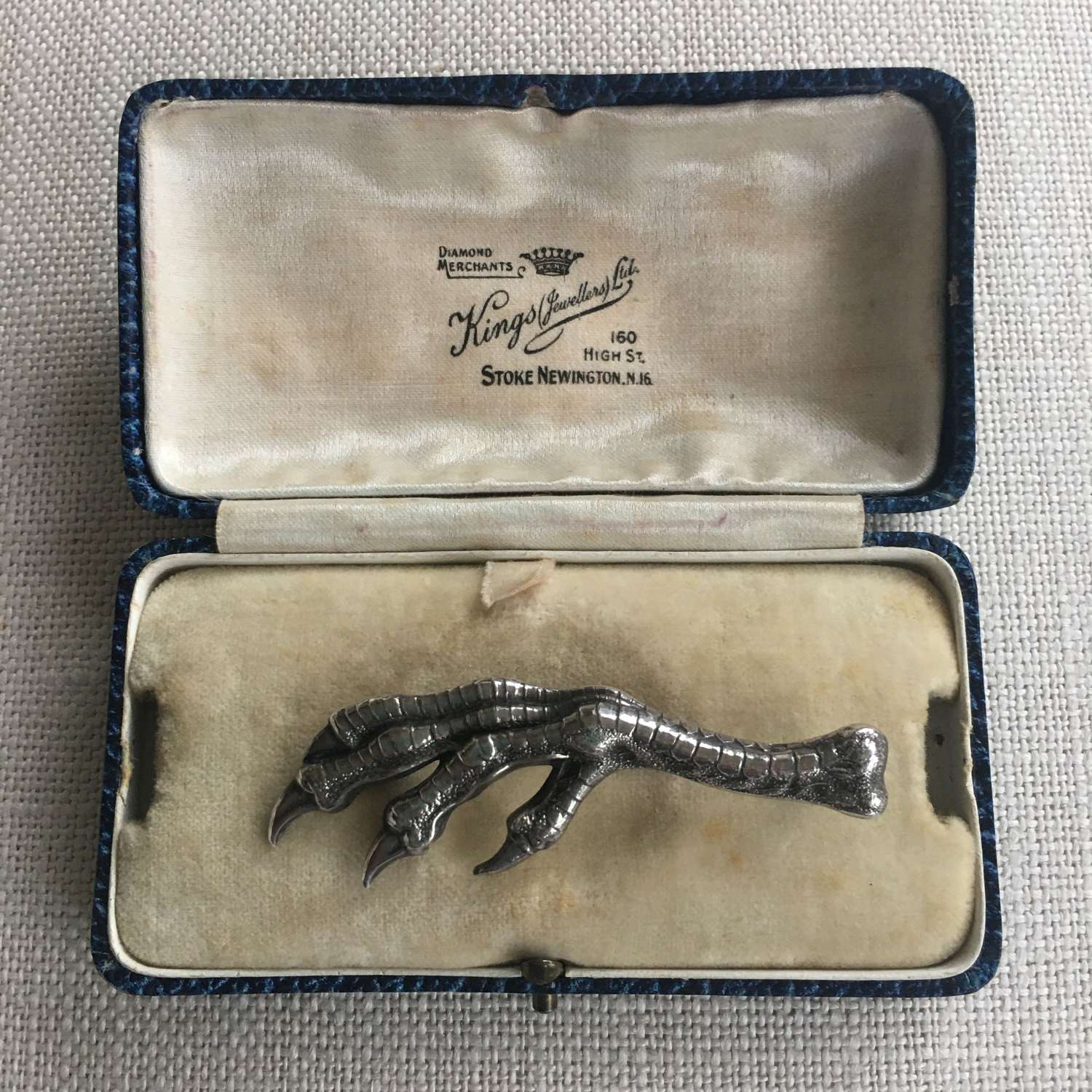 Victorian silver claw brooch h/m 1897