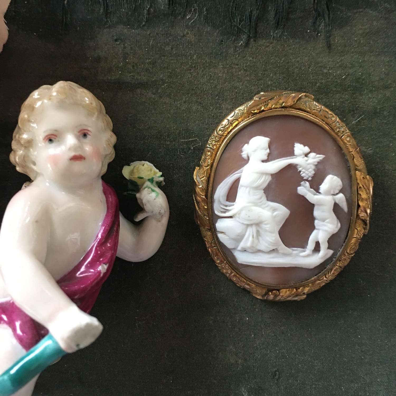 A shell cameo of the young Bacchus and his mother c 1880