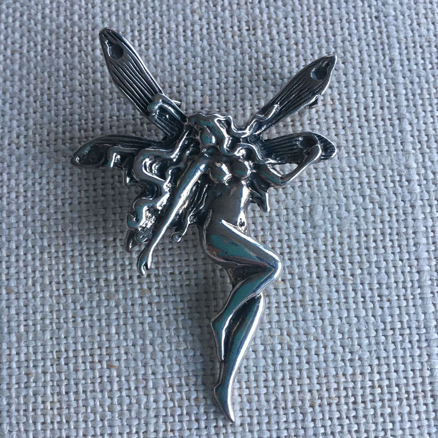 Vintage silver fairy pendant/brooch