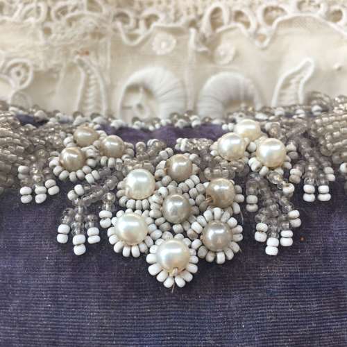 Antique velvet & silk beaded pincushion