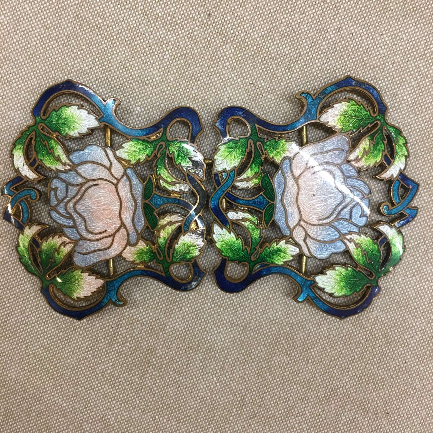 Vintage enamel gilt buckle