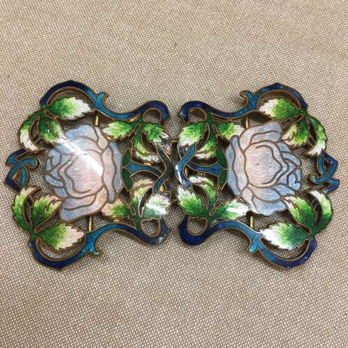 Vintage enamel gilt buckle