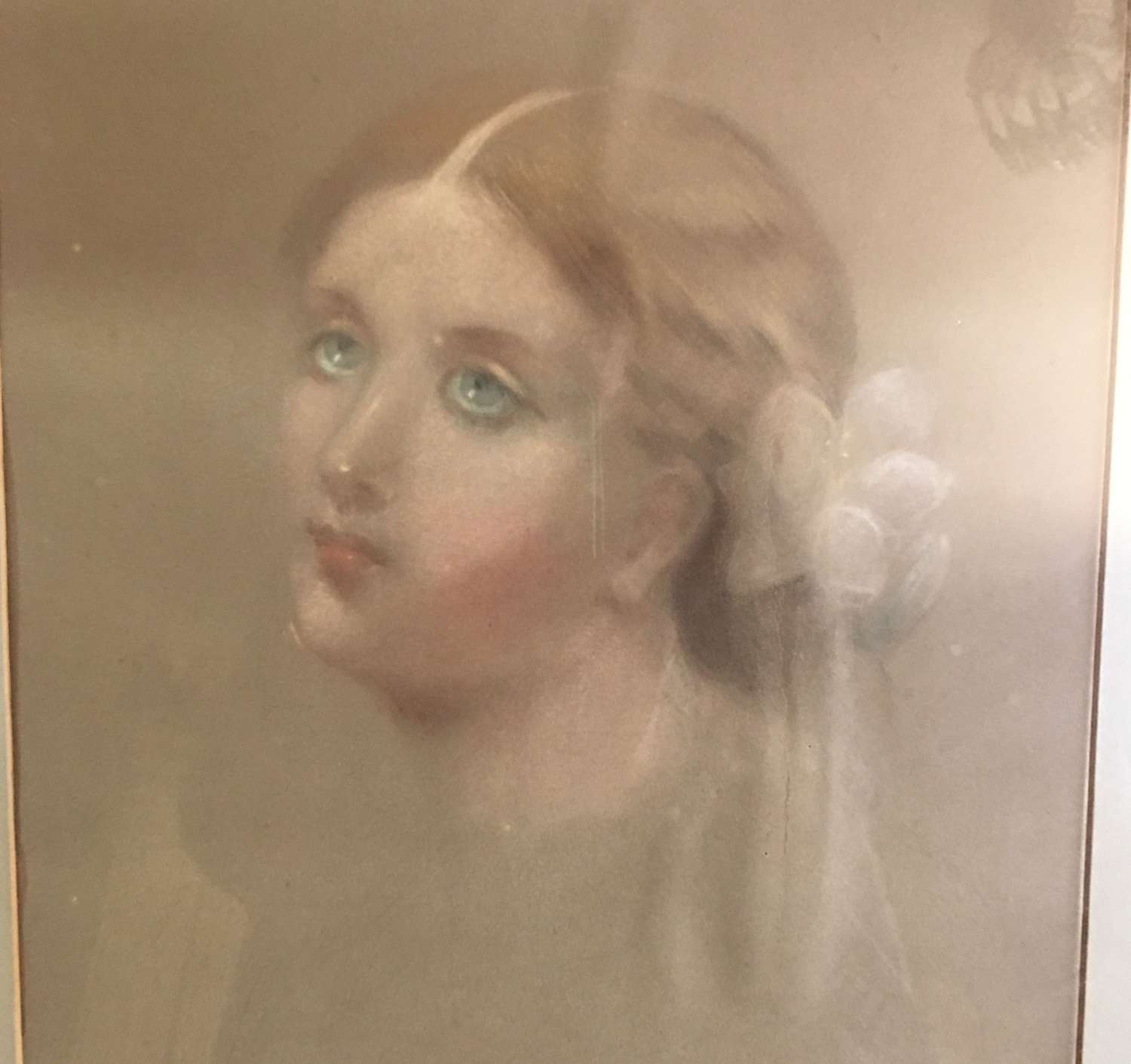 Original English school watercolour portrait of Elaine the Lily 1862
