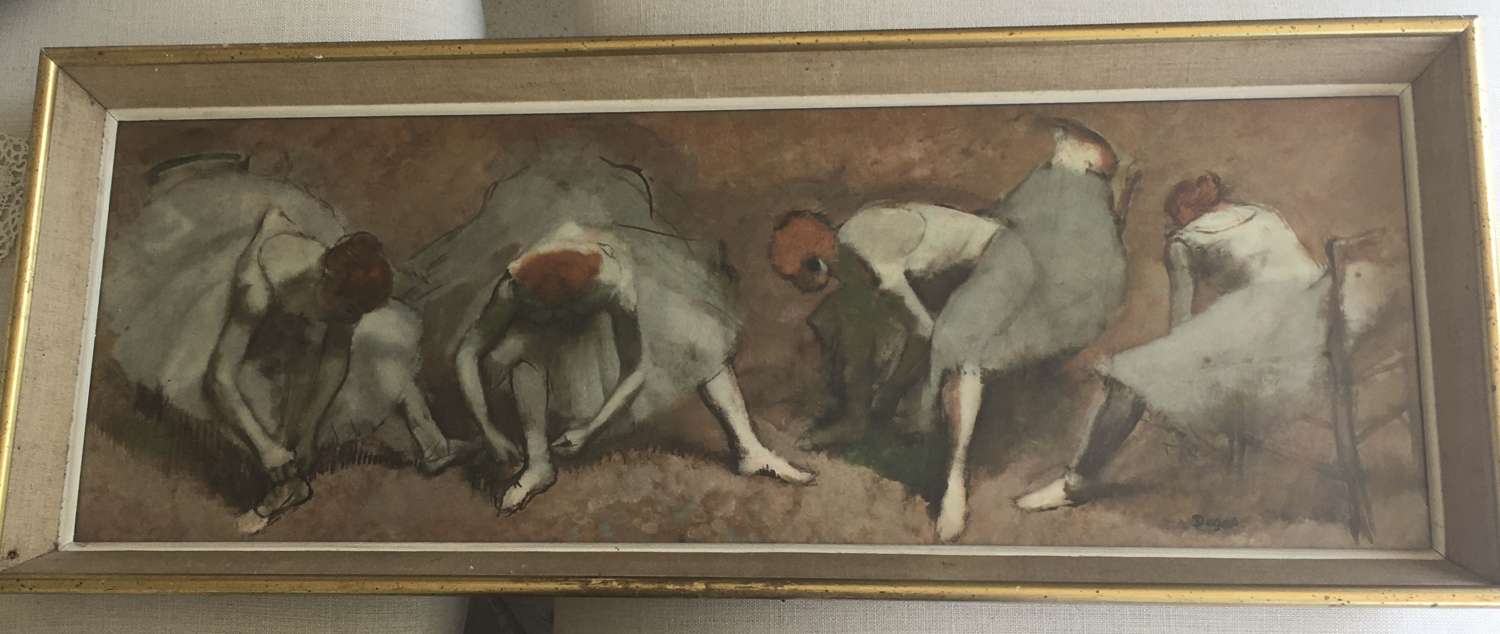 Mid century framed Degas print of ballet dancers