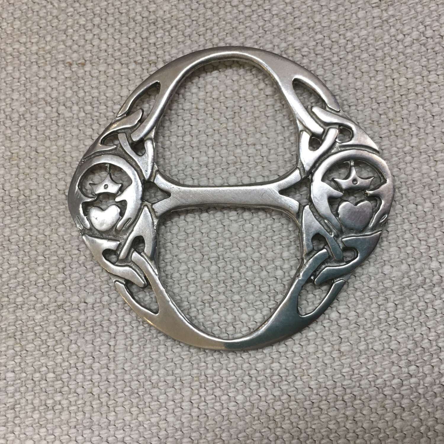 Pewter Celtic pattern buckle/scarf  ring