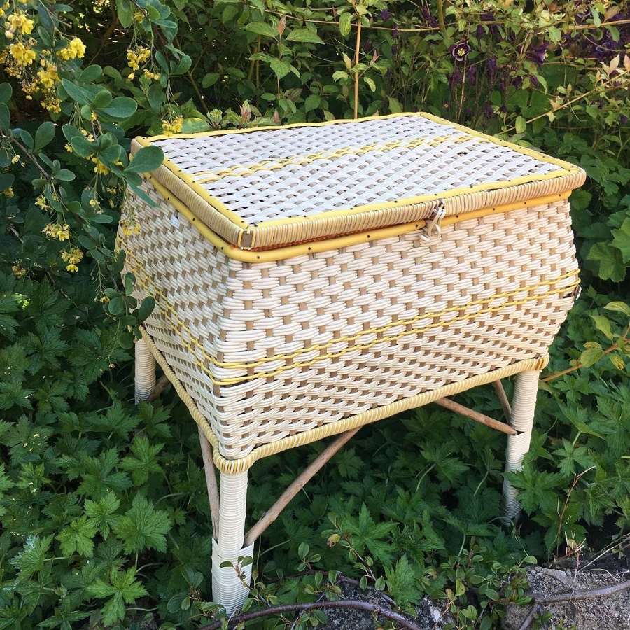 Vintage sewing basket on legs