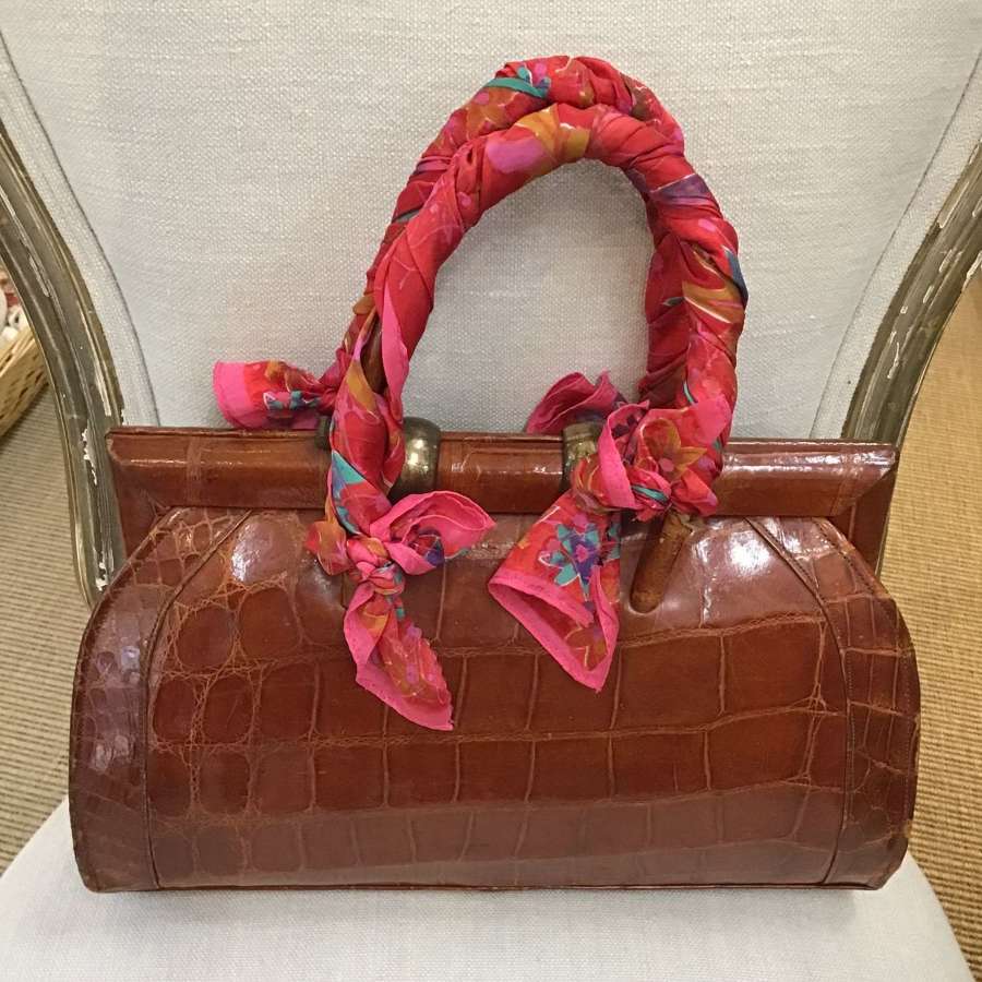 Vintage Russell & Bromley crocodile skin handbag