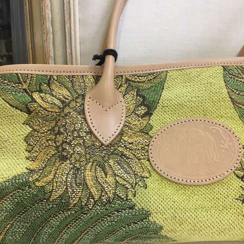 Liz Cox sunflower shoulder bag with leather trims