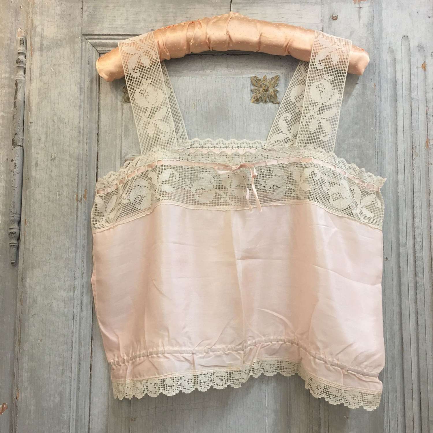 Vintage silk and lace camisole 38”/97cm chest