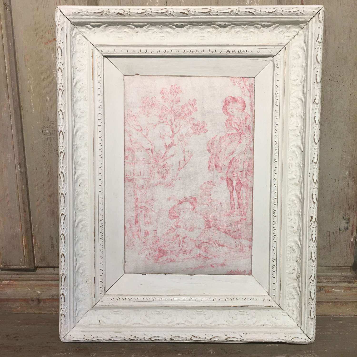 Early 19th century French toile in an antique French frame