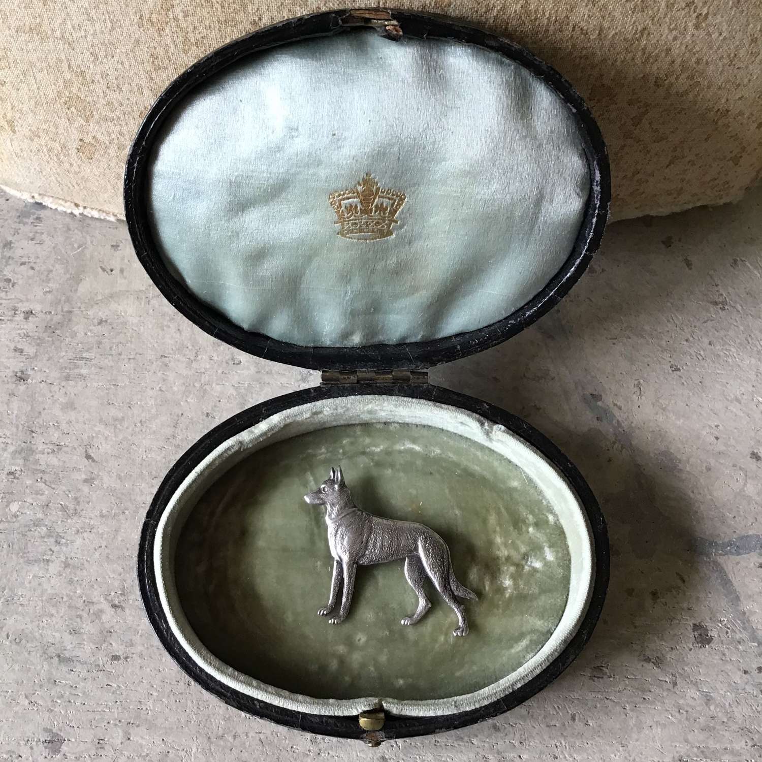 Vintage silver Alsatian dog brooch
