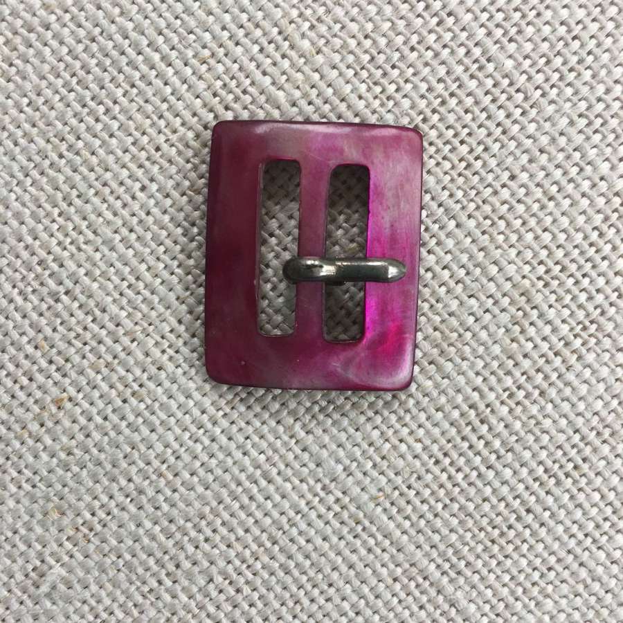 Fuschia mother of pearl rectangular buckle