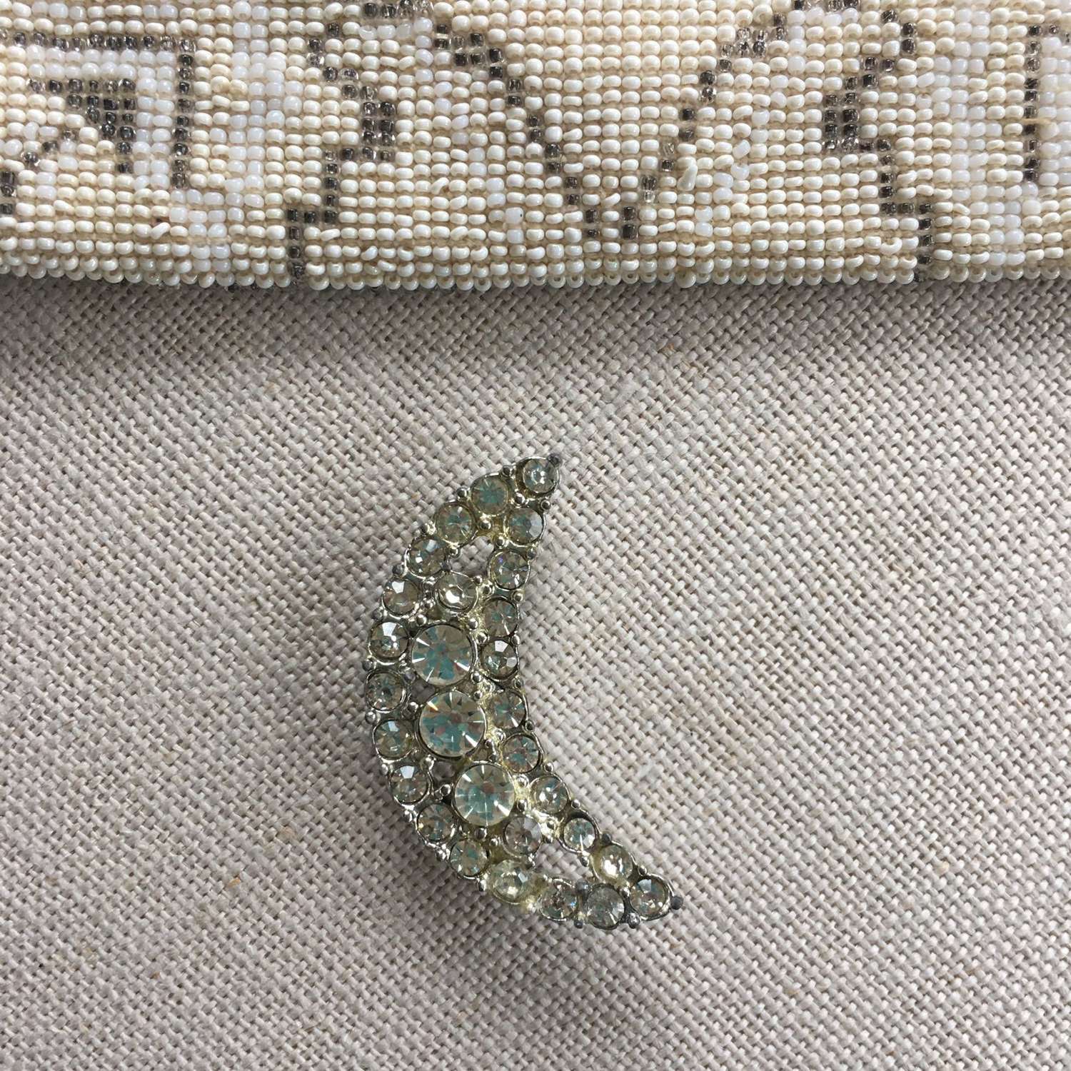 Vintage paste crescent moon brooch