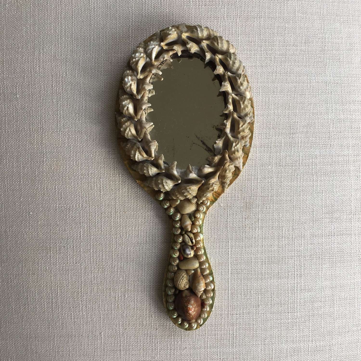 Vintage shell hanging or hand mirror
