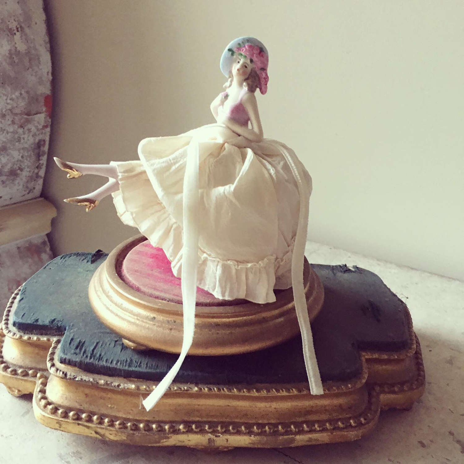 Antique pin dolly pin cushion with legs