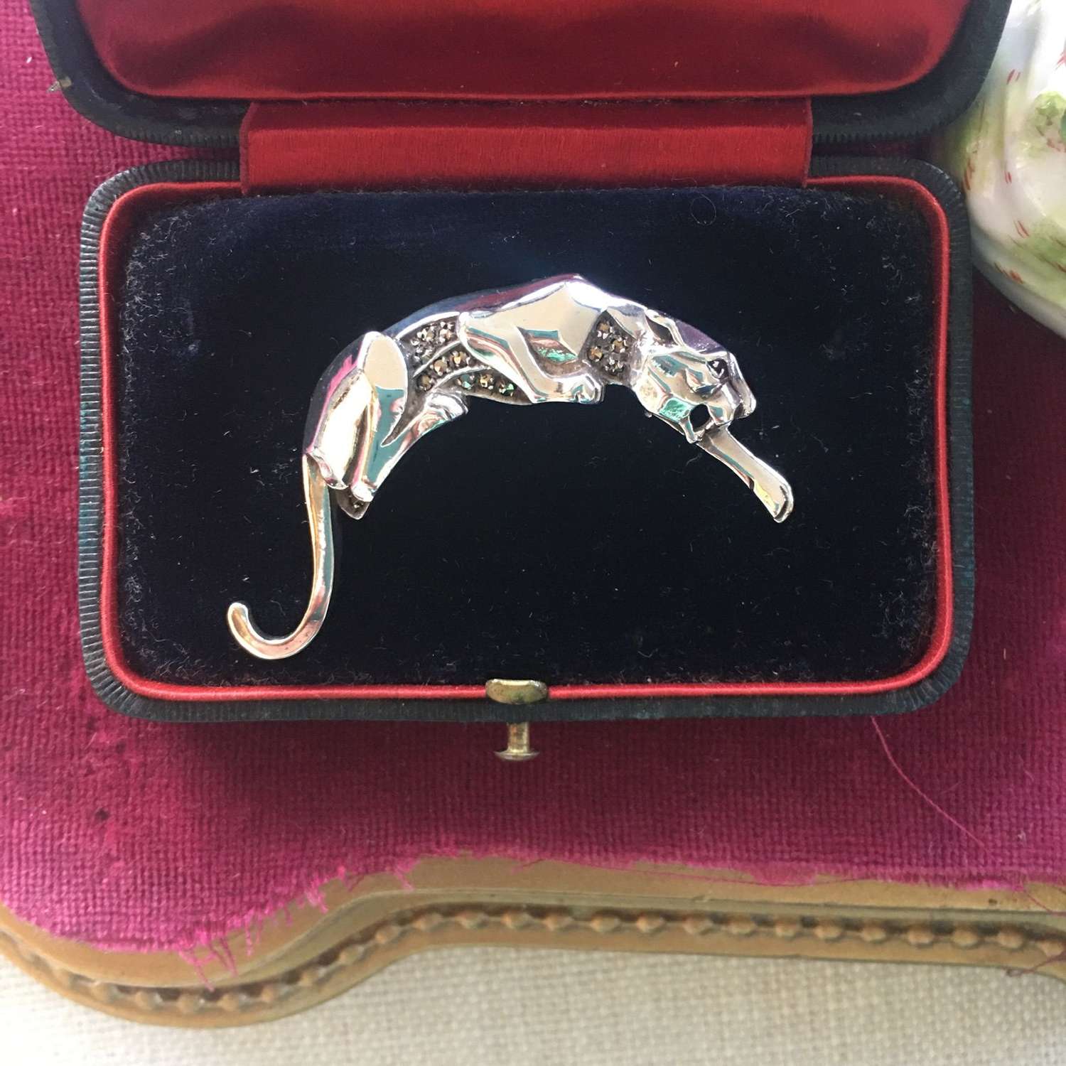 Vintage sterling silver panther brooch